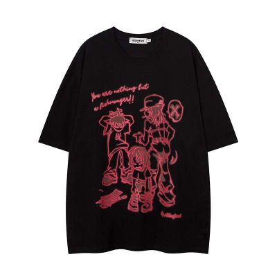 2023ใหม่ Streetwear Harajuku เสื้อยืดผู้ชายตลกอะนิเมะการ์ตูนกราฟิก T เสื้อผ้าฝ้าย Tshirt Hip Hop ขนาดใหญ่ Tops Tee ญี่ปุ่น