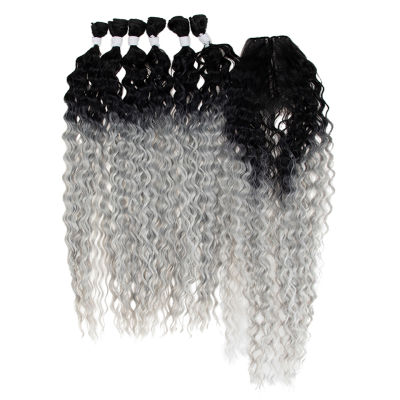 Raising 613 Deep Wave Hair Bundles With Closure Synthetic Curly Hair Lace Closure 30 inches Natural Weave Blonde Hair Bundles