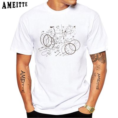 New Summer Fashion Mens Short Sleeve Funny Exploded Roadbike Print T Shirt Hip Hop Boy Casual Tops Bicycle Design White Tees XS-6XL