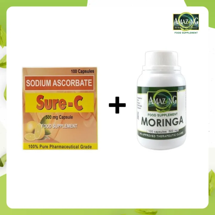 SureC Sodium Ascorbate 500mg with Amazing Food Supplement Moringa