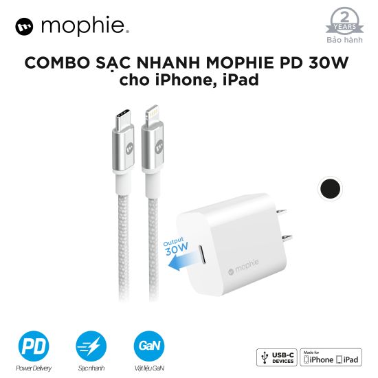 Combo sạc nhanh mophie power delivery 30w usb-c - ảnh sản phẩm 1