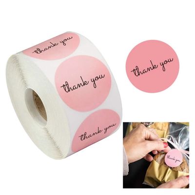 500pcs/Roll 2.5cm Thank You Round Transparent Design Happy Birthday Stickers Favors Labels Mailing Supplies