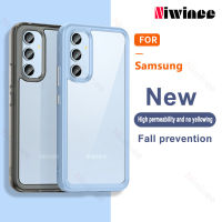 NIWINEE เลนส์กันลื่นเคสโทรศัพท์สุดหรูสำหรับ Samsung Galaxy A54 5G/A34 5G/A24 4G เลนส์กันลื่นสีขาวแบบออลอินวันฝาครอบป้องกันกันลื่นสีขาวเคสลุกแก้วกระจกลูกอมหลากสีคู่