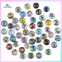 GLASSES580 50Pcs 12mm ครับ Cabochons แก้วพิมพ์ลาย กระจกสำหรับผู้หญิง 50รูปแบบ พลอยโดมแบน กระเบื้องโมเสค ครึ่งรอบ หมุนแก้ว cabochons ทำเครื่องประดับ DIY