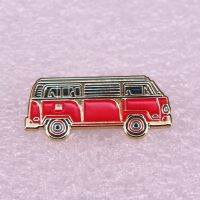 Retro Red Car Hard Enamel Pins Golden Age Interstate Bus Brooch Fashion Metal Badge Backpack Accessories Jewelry New Year Gifts