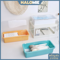 Halomie กล่องเก็บแมส กล่องใส่แมส mask box กล่องใส่ของ กล่องเก็บตะเกียบ กล่องเก็บช้อนซ้อม กล่องใส