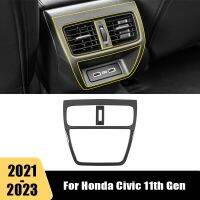 2022สแตนเลสสำหรับ Honda Civic 2021 2023ช่องลมด้านหลังของรถยนต์กรอบตกแต่งฝาครอบอุปกรณ์ตกแต่งภายใน