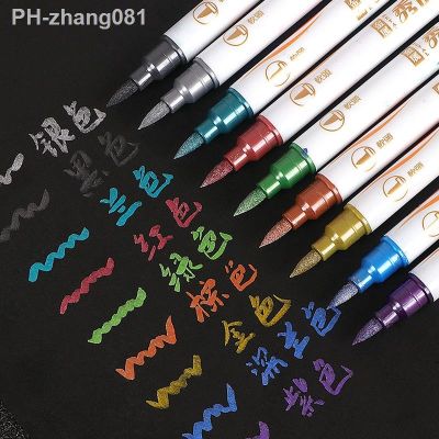 10 Colors/Set Brush Metallic Paint Marker Pen Art Marker Pen Mark Write Stationery Student Office School Supplies Calligraphy
