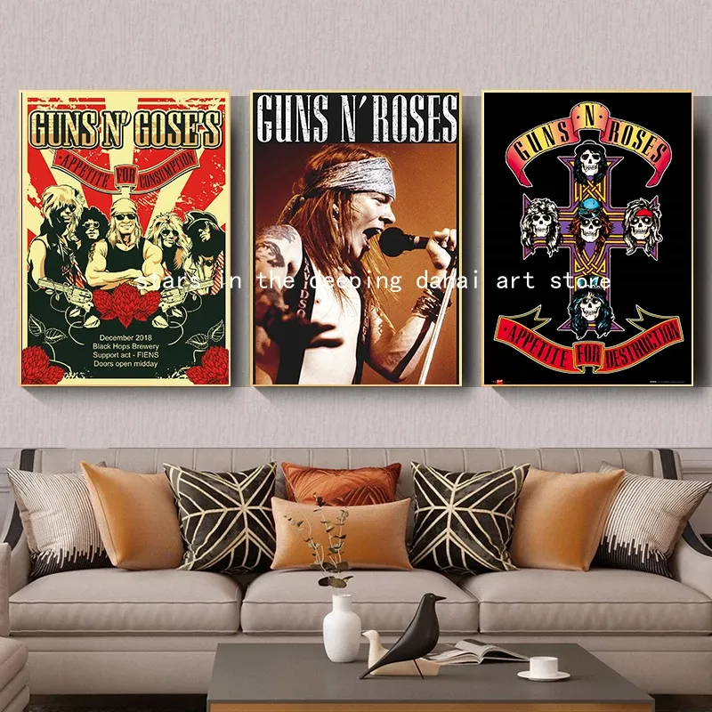 Welcome to Jungle Lyrics Printing Guns n Roses Inspired Music Poster 80s  Rock Music Canvas Painting Nordic Modern Home Decor