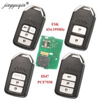 Jingyuqin 2/3/4 BTN Art Car Key 434Mhz FSK สำหรับ Honda Greiz พอดีกับไฟรถยนต์ XRV Vensel HRV CRV ชิป ID47