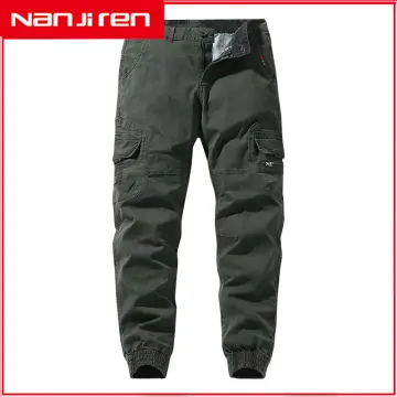 Nanjiren Spring Summer Men Cargo Pants Casual Cotton Trousers Big