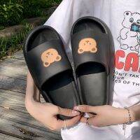 Korean version of cute bear head padded bottom slippers female student style home non-slip sandals a韓版可愛小熊頭加厚底拖鞋女學生風家用防滑涼拖鞋可外穿【可人美妆旗舰店】