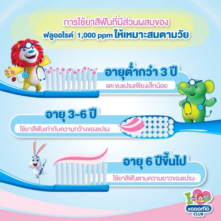 kodomo-ยาสีฟันเด็กโคโดโม-ยาสีฟันเด็ก-ฟลูออไรด์-1000ppm-สูตรอัลตร้า-ชิลด์-ป้องกันฟันผุ-เด็กอายุ-6-เดือนขึ้นไป-ชนิดเนื้อเจล-ครีม-ขนาด-40-กรัม