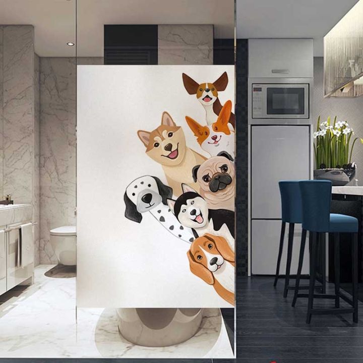 new-arrival-shang815558-ดอกไม้ติดหน้าต่างทึบแสงกระดาษกระจกห้องน้ำทึบแสงลายฟิล์มติดกระจกแบบฝ้าสติกเกอร์ติดกระจกโลกสำหรับสุนัข