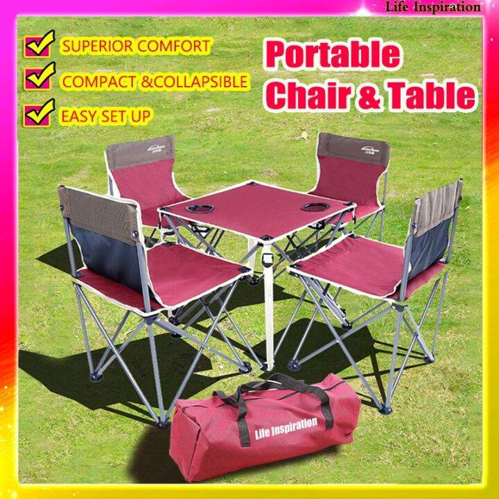 Outdoor Folding Portable Table and Chair Five Piece Set Camping Chair Beach Chair Outdoor