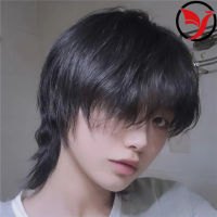 /（จัดส่งในพื้นที่）วิกผมชาย mullet head ผมสั้นตรงธรรมชาติ universal super A cool หล่อนุ่มหางหมาป่านักเรียน stage full headgear[จัดส่งที่รวดเร็ว]