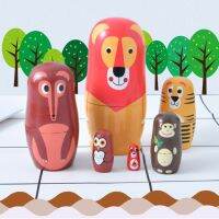 [Toy City] หกชั้น M Atryoshka มือทาสีสุนัขจิ้งจอกสัตว์ตุ๊กตาของเล่นหัตถกรรมคุณสมบัติตกแต่งเด็กไม้6ชิ้นชุด