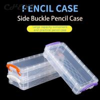 1PC Plastic Transparent Pencil Case Large Capacity Simple Double Buckle Box Sketch Art Box For School Stationery Pencil Cases Boxes