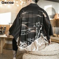 Chinese Traditionald Dragon Hanfu Costume Kimono Cardigan Men Cardigan Haori Samurai Karate Streetwear Shirt Japones Yukata