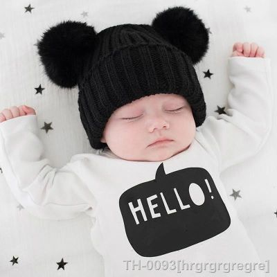 ☬❉ hrgrgrgregre cor sólida malha chapéu do bebê recém-nascido duplo inverno quente infantil meninos meninas gorras gorro