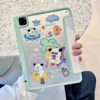 เคสสำหรับไอแพดป้องกันหมีการ์ตูนน่ารัก9Th 7Th 8Th 9.7 Pro 12.9 11 Mini 6 Air 5 4 10Th พร้อมช่องใส่ดินสอ