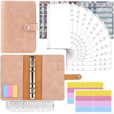Ring Binder,Budget Planner-26Pc Notebook Folder with Clear Plastic Binder Envelopes,Label Stickers,for Travel