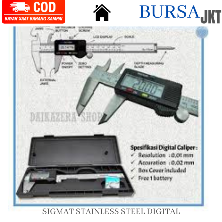 PENGGARIS SIGMAT DIGITAL CALIPER BESI STAINLESS STEEL LCD DIGITAL 150