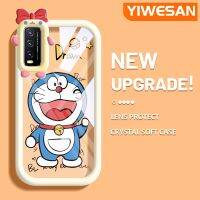 YIWESAN เคสสำหรับ VIVO Y20 Y20i Y20s Y12s Y20 2021 Y11s Y12A Y20T Y20S M Y20S D เคสการ์ตูนรูปโดราเอมอนสีสันสดใสกล้องมอนสเตอร์ตัวน้อยน่ารักนิ่มสำหรับเลนส์กันกระแทกแบบใสเคสมือถือสร้างสรรค์เคสป้องกันซิลิโคนฝาครอบ