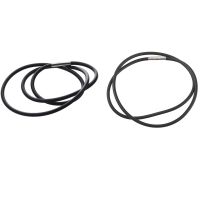 19.75 Inch 3mm Fashion Rubber Cord Necklace with Stainless Steel Closure - Black &amp; 18 Inch