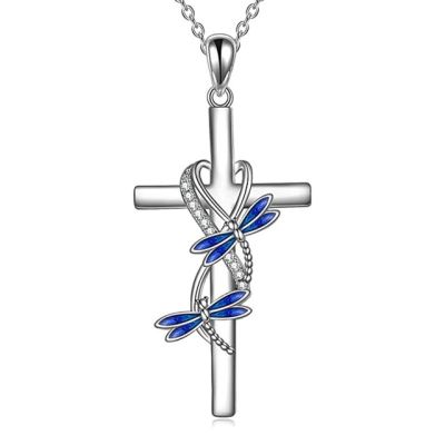 JDY6H Cross Dragonfly Necklace Jewelry Accessories Suitable for Ladies Pendant Mother Day Personality Fashion Exquisite Gift