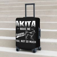 Akita Inu Suitcase Cover Vacation Makes me Happy Fun Luggage Supplies Cruise Trip Protector