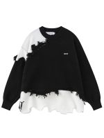 ❂ Knitted Pullover Loose Knit Sweater Oversized Fashion Knitwear Hip Hop Frayed