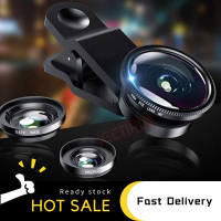 HGKK-โทรศัพท์เลนส์กล้องถ่ายรูป 3 in 1 Fisheye Macro เลนส์กล้องแบบหนีบบนโทรศัพท์มือถือชุดเลนส์