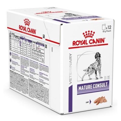 [ ส่งฟรี ] Royal Canin MATURE CONSULT POUCH อาหารเพื่อสุขภาพ ชนิดเปียก สำหรับสุนัขสูงวัย (85g.*12 ซอง)
