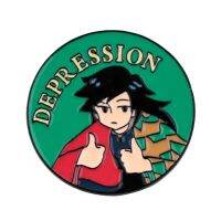 เข็มกลัดอะนิเมะ Lencana Pin ลาย Kimetsu No Yaiba ต่อสู้กับความหดหู่ใจเข็มกลัดป้ายเคลือบอ่อนอุปกรณ์เสริมสำหรับกระเป๋าสะพายหลัง