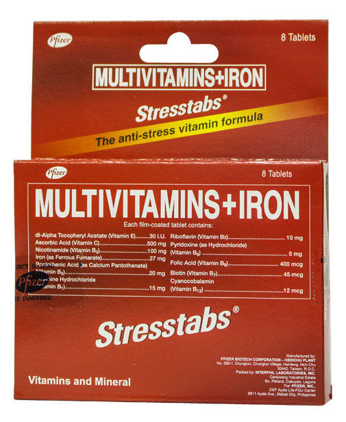 Stresstabs Multivitamins + IRON 8 Tablets 1 box The Anti Stress Vitamin ...
