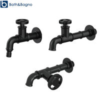 G12 Wall Mounted Bib Bathroom Washing Machine Faucet Adapter Black Single Cold Water Outdoor Garden Pool Toilet Sink Tap