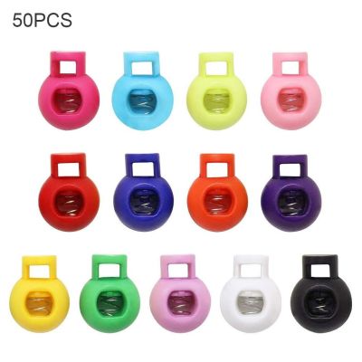 【CW】 50 Plastic Rope Buckle Hole Cord Locks Colorful Round Toggle Stoppers Sportswear Color