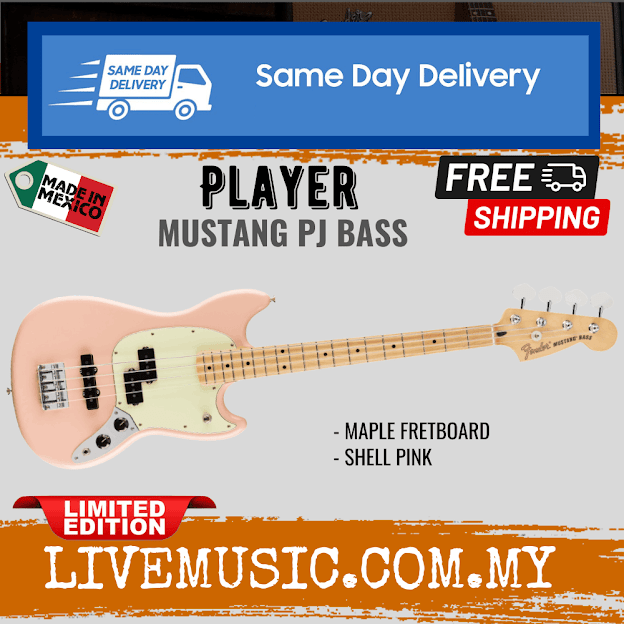 Fender Limited Edition Player Mustang Bass Pj Guitar Maple Fb Shell Pink Lazada 6273