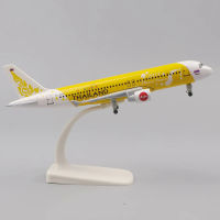 KKMetal เครื่องบินรุ่น20เซนติเมตร1:400ไทยสีเหลือง A320โลหะจำลองวัสดุโลหะผสมที่มี L Anding Gear ของเล่นเด็กวันเกิด Giftq11