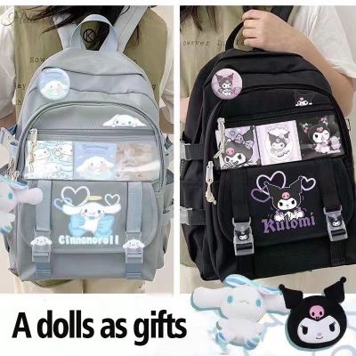 Sanrio Backpack Hello Kitty Melody Kuromi Pom Pom Purin Large Capacity Anime Peripheral Waterproof Womens Bag Girls School Bag