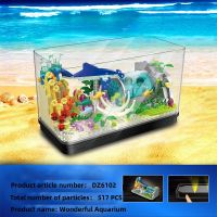 Creative fishbowl led fish tank mini underwater world aquarium marine animal room ตกแต่งอาคารบล็อกของเล่นสำหรับ ki gift