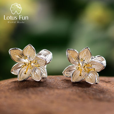 Lotus Fun Real 925 Sterling Silver Earrings Natural Creative Handmade Fine Jewelry Lotus Whispers Stud Earrings for Women Bijoux