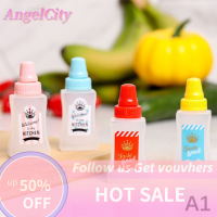 ?AngelCity ขวดซอสปรุงรสขนาดเล็ก4ชิ้นขวดซอสมะเขือเทศแบบพกพาขวดน้ำสลัดหม้อสำหรับเบนโตะกล่องอาหารกลางวันโถในครัว