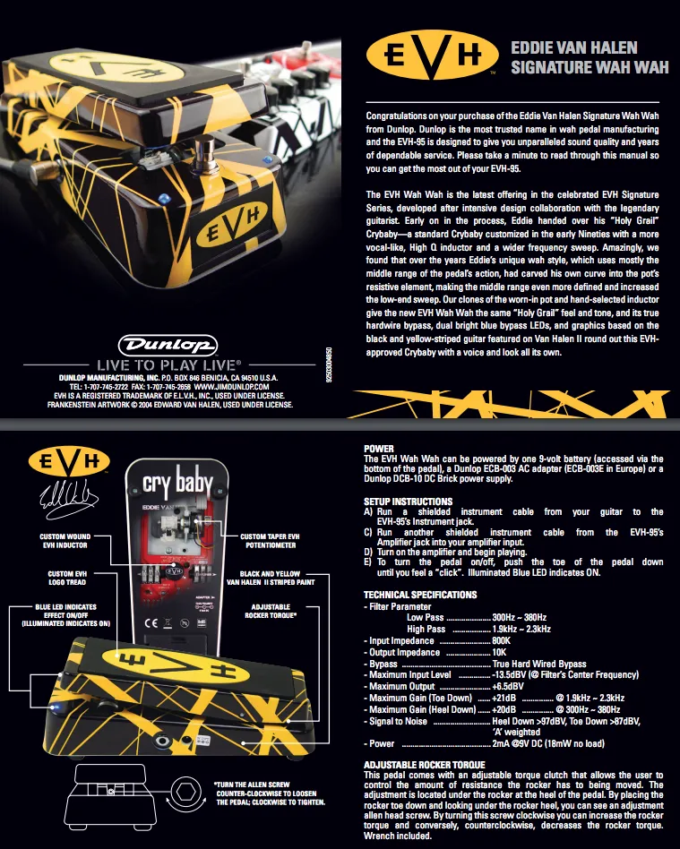 Jim Dunlop EVH95 Eddie Van Halen Signature Wah Guitar Effects