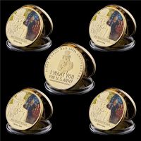 5Pcs/Lot American Incarnation of Uncle Sam World War I Advocates United States Gold-plated Metal Challenge Coin Collection