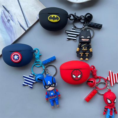 SpiderMans Bat-Mans กัปตันอเมริกาสำหรับ Oppo Enco X 2 /X ซิลิโคนหูปลอกการ์ตูนไร้สายบลูทูธหูฟังฝาครอบป้องกันป้องกันการล่มสลายนิ่มน่ารักจี้