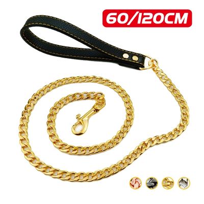 60/120cm Stainless Steel Dog Leash Chain Strong 304NK Pet Traction Rope Heavy Duty Medium Large Dogs Lead Outdoor Pet Leashes