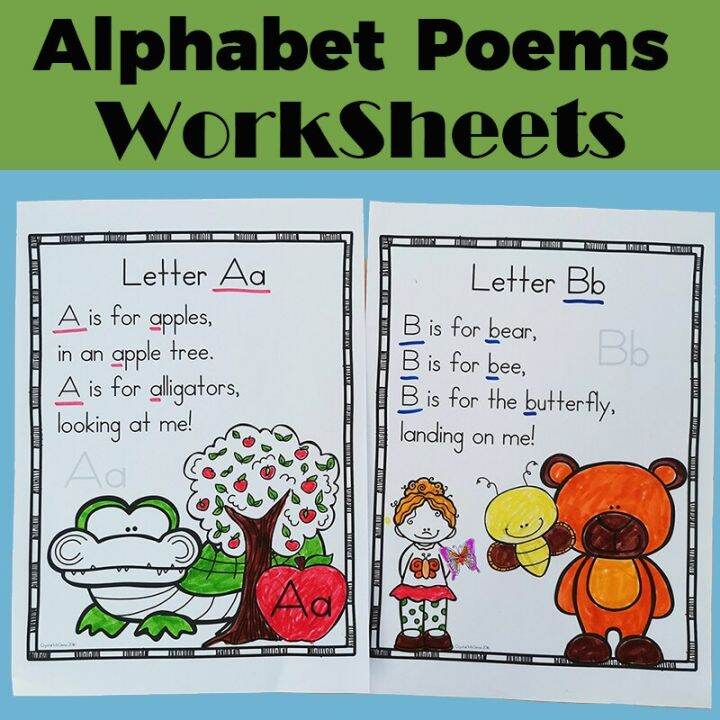 Alphabet Poems Worksheets for Shared Reading (26 Poems) Children Early ...