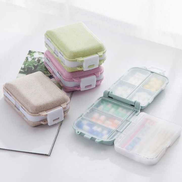 travel-pill-cases-wheat-sealed-8-grids-pill-container-organizer-health-care-drug-travel-divider-7-day-pill-storage-bag-pill-box-medicine-first-aid-st